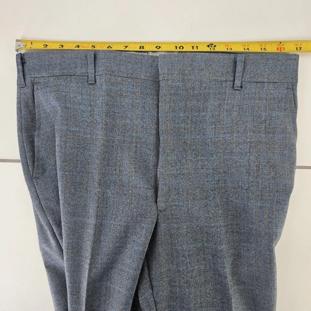 Vintage 80s Blue Grey Glen Plaid‎ 3pc Suit Single Breasted 2 Button Med ~40R-42R